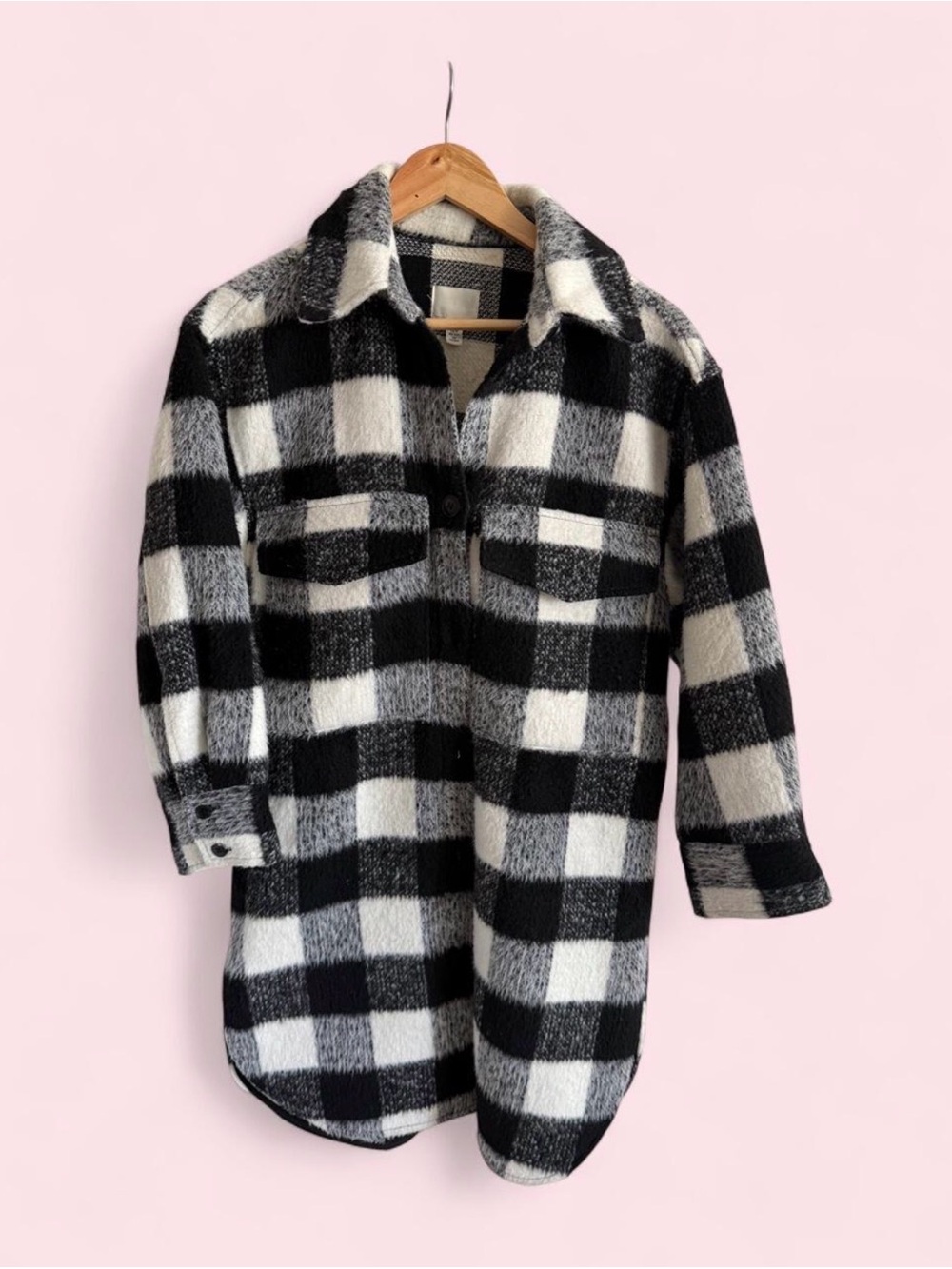 H&M Black and White Plaid Shacket